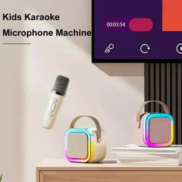 Karaoke Machine Portable Bluetooth Speaker RGB Lights (Dual Wireless Mic) - Image 3