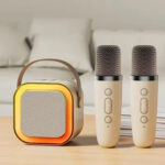 Karaoke Machine Portable Bluetooth Speaker RGB Lights (Dual Wireless Mic)