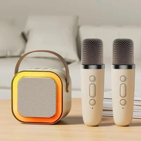 Karaoke Machine Portable Bluetooth Speaker RGB Lights (Dual Wireless Mic)