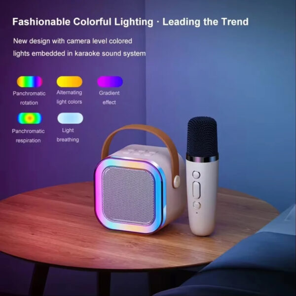 Karaoke Machine Portable Bluetooth Speaker RGB Lights (Dual Wireless Mic) - Image 4