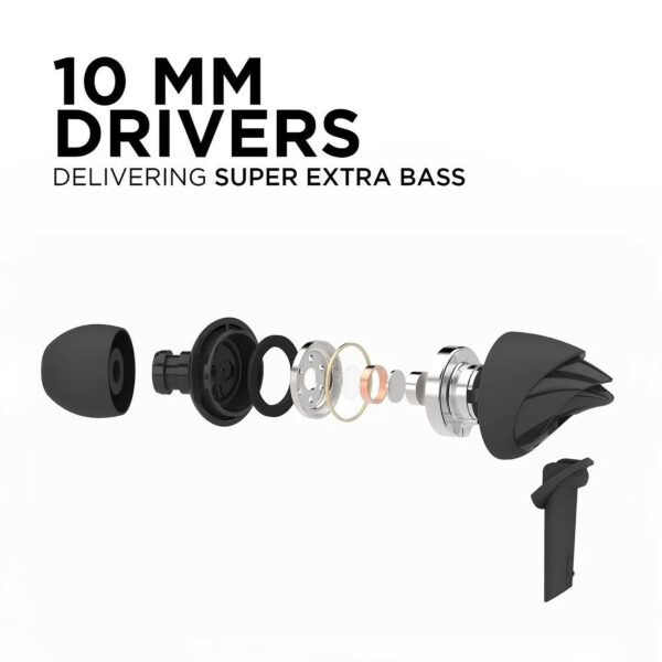 boAt BassHeads 100 Wired Earphones With Mic (Black) 3.5mm - Image 3
